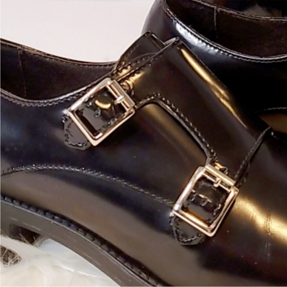 ⭐Women's Classic Black Double Monkstrap Italian Oxfords - Picture 8 of 10